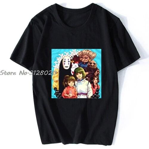 90s Hip Hop Totoro Spirited Away Studio Ghibli Femme T Shirt Japanese Men Cartoon T Shirt Anime Miyazaki Hayao Female T-shirt
