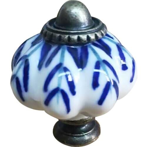 Pumpkin Shape Ceramic Knob,Furniture Door Drawer Pull Kitchen Cabinet Handle