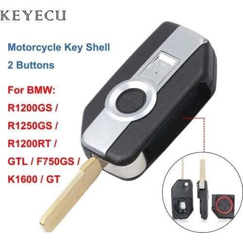 Keyecu Motorcycle Remote Key Shell Case Cover 2 Buttons for BMW R1200GS R1250GS R1200RT K1600 GT GTL F750GS