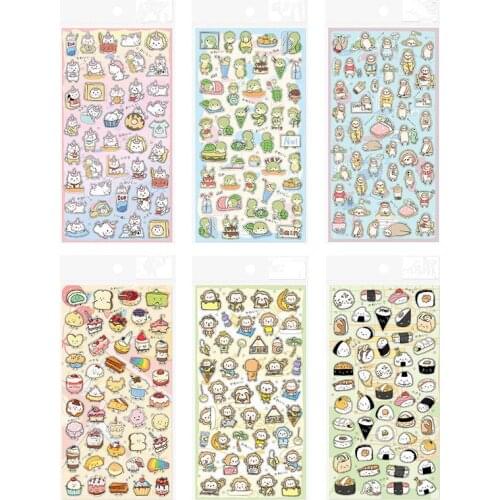Cute Unicorn Monkey Dessert Sushi Series Sticker Decoration PVC Scrapbooking Stationery Planner Stickers