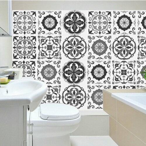 Mosaic Self Adhesive Tile Backsplash Wall Sticker Vinyl Bathroom Kitchen Home Decor grey color H1111