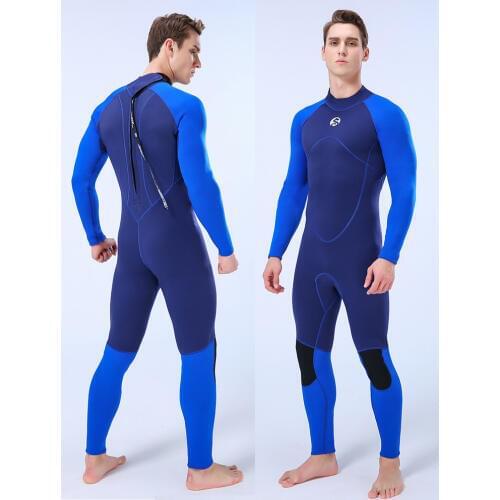 Mens Full Body Wetsuits with Premium 3mm Neoprene Long Sleeve Long Leg Back Zip for Diving Snorkeling Surfing Swimming Wet Suit