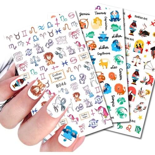 3D Nail Art Adhesive Watermark Applique Set 12 Constellation Story Design Decorative Nail Art Professional Art Accessories B041