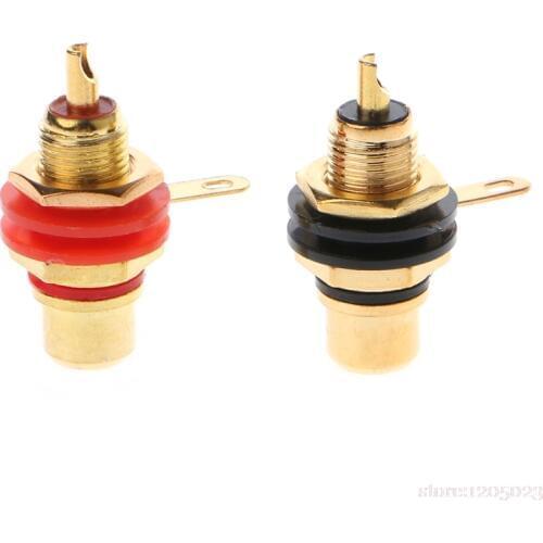 NEW 1 Pair RCA Female Socket Connector Chassis Panel Mount Adapter Audio Terminal Plug