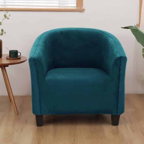 New Plush Elastic Coffee Chair Sofa Cover Solid Color Leisure Stretch Bathtub Armchair Seat Cover Protector Washable Slipcover1p