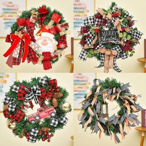 New Christmas Simulation Wreath Holiday Party Wreath Tengtiao Venue Layout Props Home Decorations Door Hanging New Year Gifts