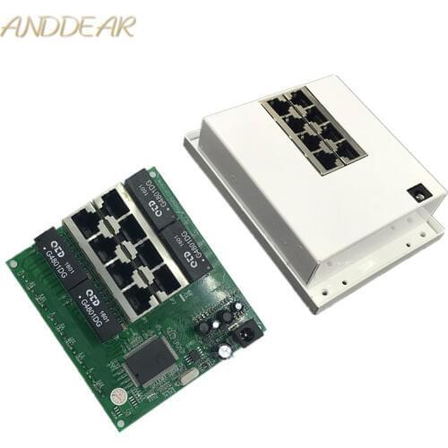 OEM PBC 8Port Gigabit Ethernet Switch 8Port with 8 pin way header 10/100/1000m Hub 8way power pin Pcb board OEM screw hole