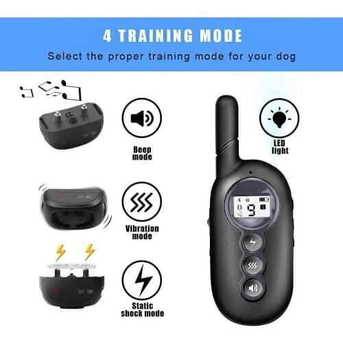 Dog Shock Collar Light Beep Static Shock Vibration 4 Modes with Security Lock Remote 1500Ft Range Pet Training Collar for Dogs