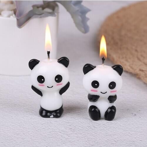 1pc Cute Panda Birthday Cake CandlesCartoon Animal Art Candle Cake Toppers Baby Shower Birthday Party Decoration Handmade Shape"