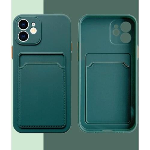 Luxury Card Holder Wallet Case For iPhone 12 Liquid Silicone Cover for iPhone 11 12 Pro Max Mini XR XS X 8 7 Plus SE 2020 Cases