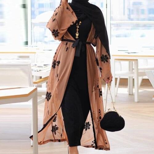 Chiffon Dubai Abaya Kimono Islam Muslim Hijab Dress Abayas for Women Kaftan Caftan Marocain Turkish Islamic Clothing Robe Coat