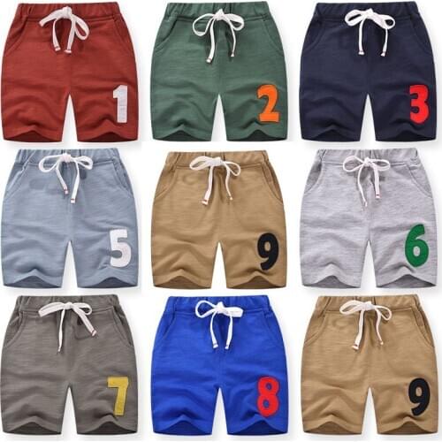 New 2020 Kids Boys Summer Fashion Beach Sports Shorts Children Short Pants Boys Number Print Mid Waist Cotton Shorts Trousers