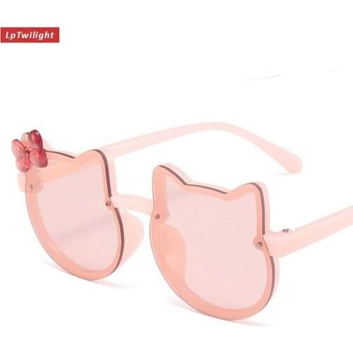 LpTwilight Kids Sunglasses Girls Boys Shiny Bowknot Sun Glasses Lovely Cat Children Eyewear Fashion Gradient Eyeglasses UV400