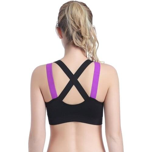 Sports Bra Push Up Women Cross Straps Padded Gym Fitness Yoga Running Nylon Bra Underwear Active Wear Workout Crop Tops