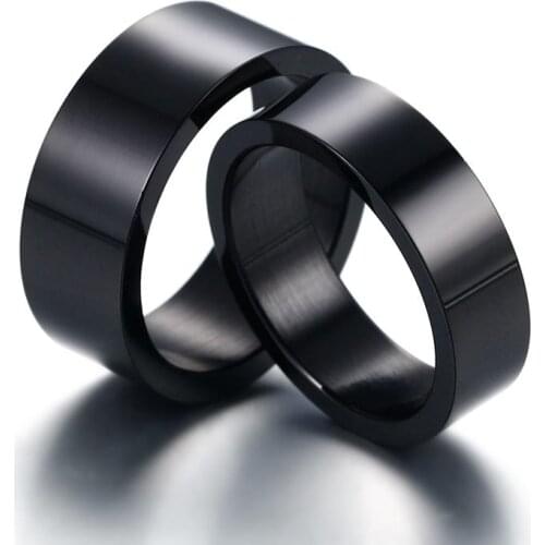 Stylish Wedding Bands for Couples Black Stainless Steel Rings for Women Men Boy Girl Party Accessories R00076