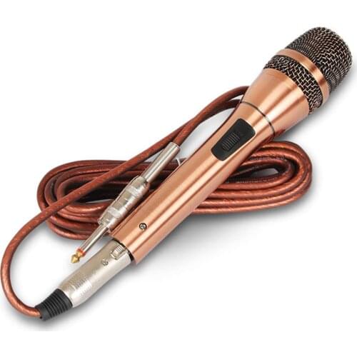 Universal Wired Uni-Directional Handheld Dynamic Microphone Noise Isolation Microphone Gold