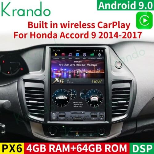 Krando Android 9.0 12.1"for Honda accord 9 2013-2017 Car stereo with screen android car radio multimedia player Tesla style