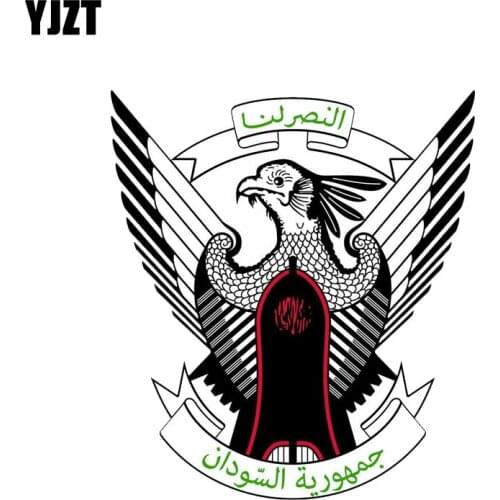 YJZT 12.6CM*13.8CM Car Styling Sudan Flag Coat Of Arms Decal Motorcycle Helmet Car Sticker 6-2123