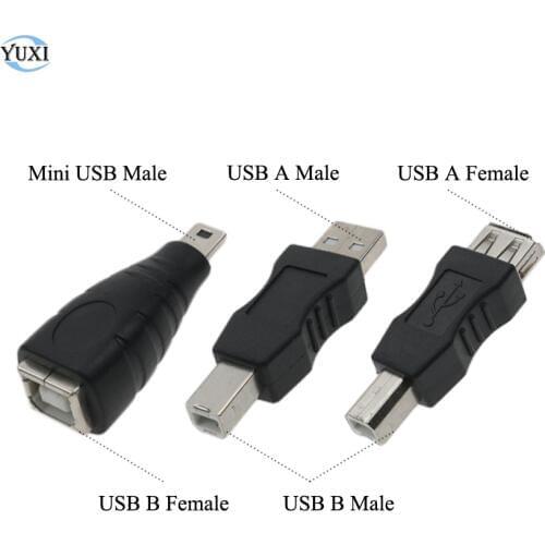 YuXi USB 2.0 Type A B Female to USB A B Male / Mini USB Male Adapter Connector AF BF to AM BM Converter for Printer