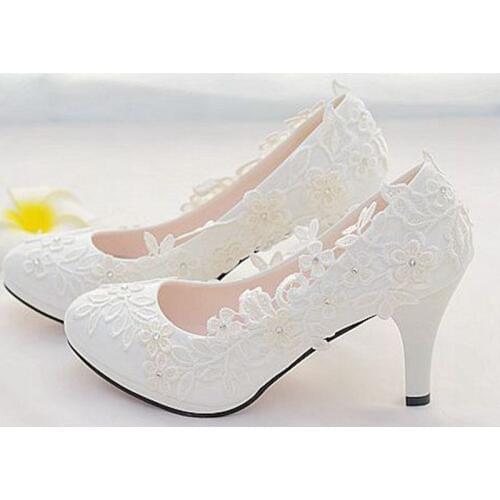 European style woman wedding shoes ivory laces shoes plus size 41 42 lady female brides wedding bridal shoes drop shipping