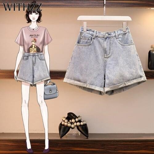 WITHZZ Spring Summer Womens Loose Jeans Wide Leg Pants Lovely Denim Shorts