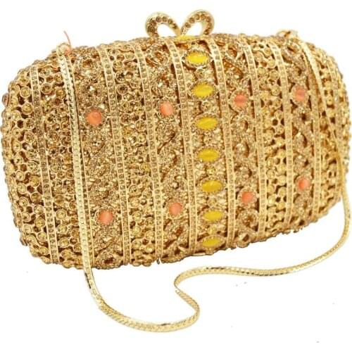 Golden Luxury Wedding Bridal Clutch Bags Female Chain Handbags Prom Purse Lady Evening Bags SC902