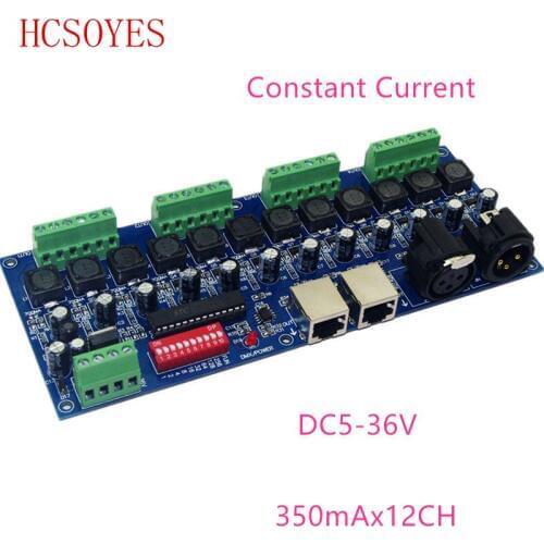 1 pcs/lots) DC5-36V 12 channel 350ma constant current dmx 512 decoder with RJ45 XRL 3P RGB controller