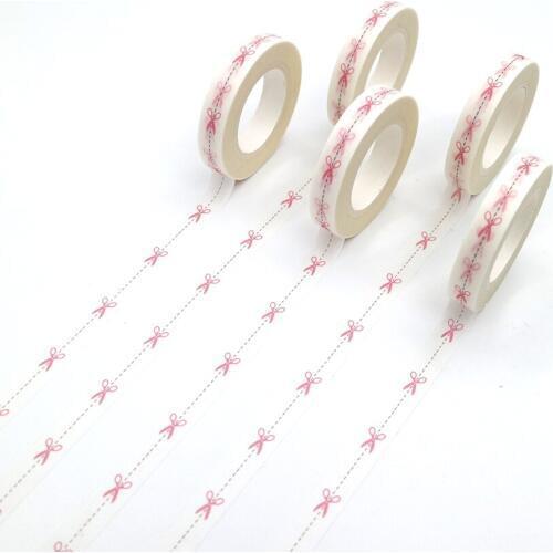 1 PCS Pink Colored Scissors Pattern Washi Tape Slim Decorative Adhesive Tape Masking Paper Tapes 10m * 8mm