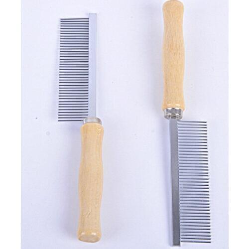 19.5cm Pet Rake Comb Pet Dog Cat Hair Grooming Trimmer Rake Comb Dog Cat Stainless Steel Pins Wooden handle Dog Cleaning Brush