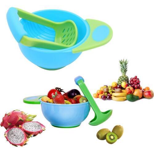 2Pcs/Set Baby Food Mill Bowl Handheld Manual Masher Grinder Feeding Supplies