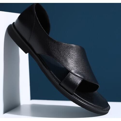 2021 Summer Mens Shoes Fashion Trend Personalized Slippers Mens Outdoor Leather Beach Shoes Mens Leather Sandals