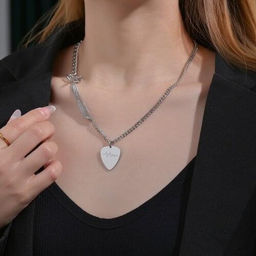 Acheerup 2021 Fashion Stainless Steel Necklace For Women Heart Pendant OT Buckle Stitching Necklaces Jewelry Gifts Free Shipping