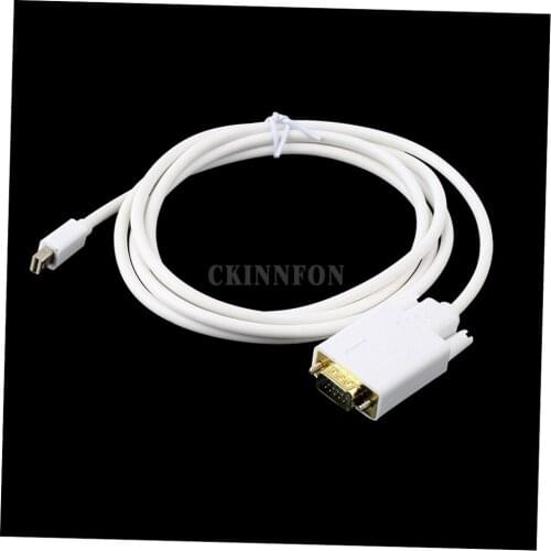 50Pcs/Lot 1.8M Mini Display Port DP to VGA Male Cable Adapter For Macbook Mac iu7 (Color: White)