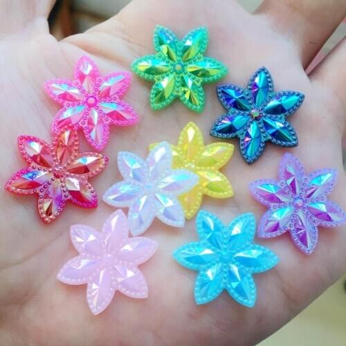 24mm Flower Rhinestone Acrylic Flatback Strass Crystal Stones For Jewelry Crafts Clothing Decorations 12pcs/lot -A82