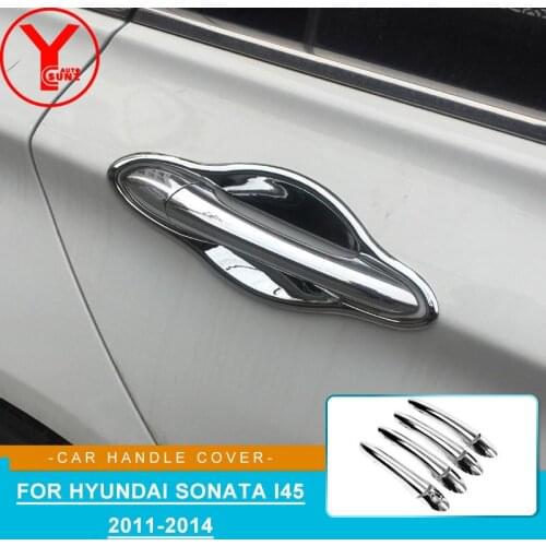 Accessories For Hyundai Sonata YE i45 YF 2011 2012 2013 2014 Chrome Door Handle Catch Cover Molding Trim Frame Car Handle Cover