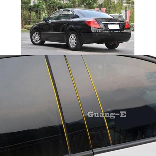 Car PC Material Pillar Post Cover Door Trim Window Piano Black Molding Sticker Plate Parts For Buick Larcosse 2006 2007 2008