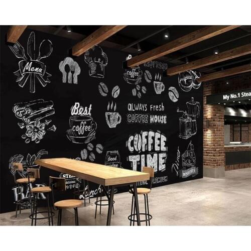 Beibehang Custom wallpaper European-style hand-painted black and white coffee shop mural restaurant mural wallpaper for wall 3 d