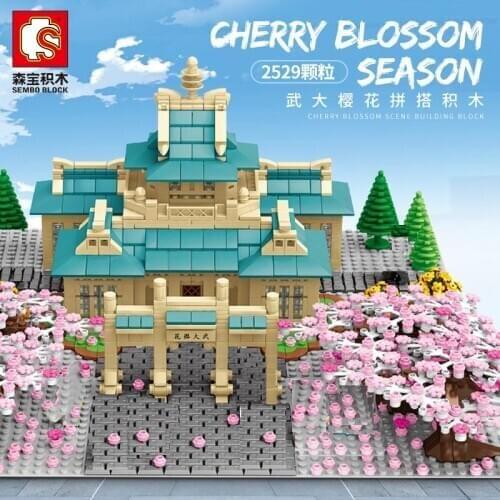 Sembo blocks Street View Chinese style Tree House Flower Architectur construct Takeda Cherry Building Blocks DIY Toys for Girls