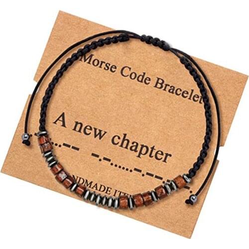 Message in Morse Code Bracelet for Women BFF Secret Message Bracelet Couple Relationship Anniversary Gift Wood Beads 15-26cm