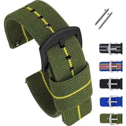 Quick Release Strap Seatbelt Nylon Watch Band 18mm 20mm 22mm 24mm Lightweight Breathable Watch Straps Different Colors