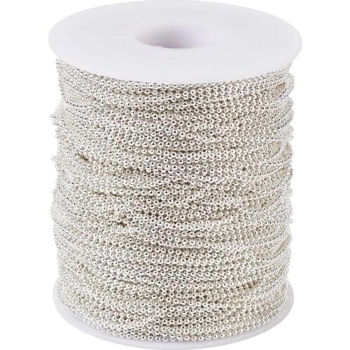 100m/roll 1.5mm Bead Diameter Soldered Iron Ball Bead Chains for Jewelry Making DIY Bracelet Necklace Accessories Finding