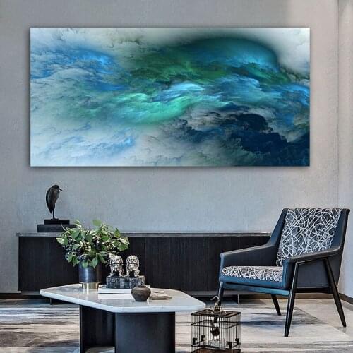 CHENFART Nordic Poster Blue Black Colorful Oil Painting Wall Art Canvas Print Abstract Cloud Wall Picture Living Room Home Decor
