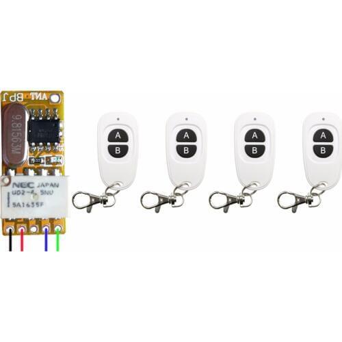 DC 3.5V 3.7V 5V 6V 7.4V 9V 12V RF Min Wireless Switch Relay Receiver Remote Controllers & White AB keys Waterproof Transmitter