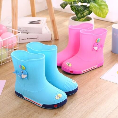 Childrens Rain Shoes Korean Version Cute Baby Water Shoes Anti-slip Plus Thick Warm Girl Rain Boots Kids