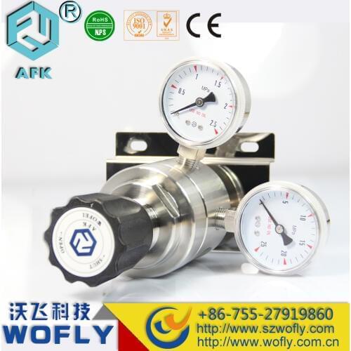High pressure diaphragm 1/2"NPT Stainless steel two gauges argon gas regulator with panel mount
