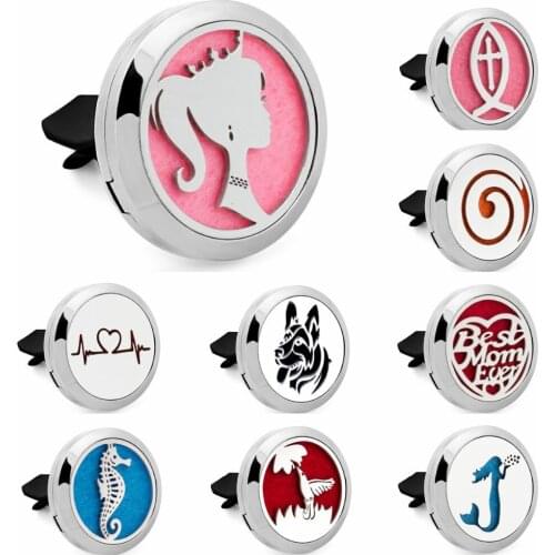 Seahorse Hummingbird Essential Oil Diffuser Car Vent Clip Stainless Steel Perfume Magnet Locket Air Freshener Free 10pads Gift