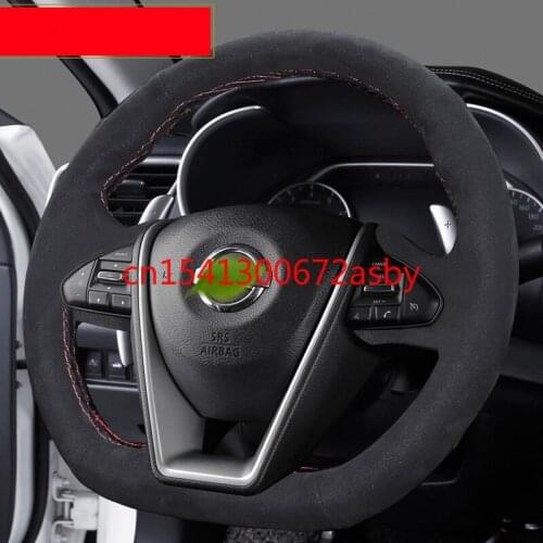 For Nissan New LANNIA TERRA X-TRAIL maxima DIY black suede leather car interior special imitation slippery steering wheel cover