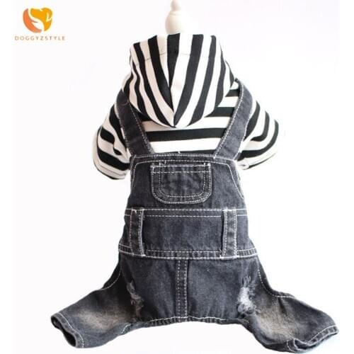 DOGGYZSTYLE Pets Dog Denim Jumpsuit For Large Dogs Pajamas Warm Jean Sweater Coat Puppy Clothing Supplier