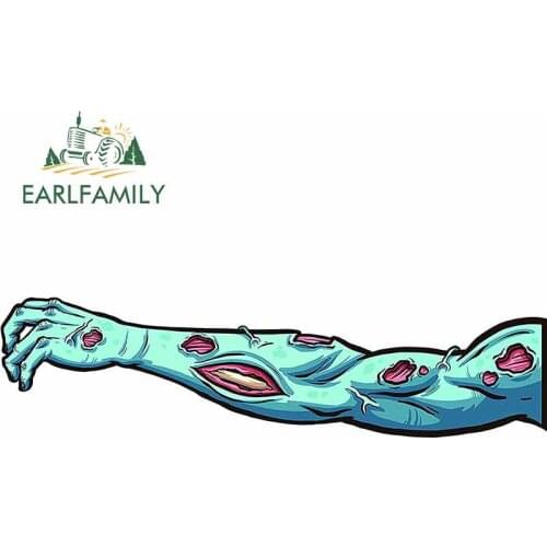 EARLFAMILY 13cm x 3.3cm Zombie Arm Car Stickers Creative Decal DIY Waterproof Car Styling Window Trunk Decoration