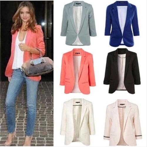 Best Sell Lady Autumn Long Sleeve Candy Color Small Suit Women Elegant Fashion Slim Coat Women Blazers Office Lady Tops S-3XL